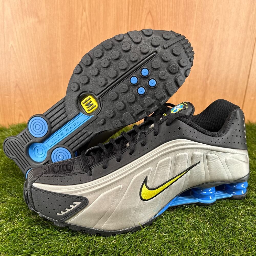 Nike Shox R4 Brazil Black Canary Blue Running Sneakers IO8134-001 Men's Size 12